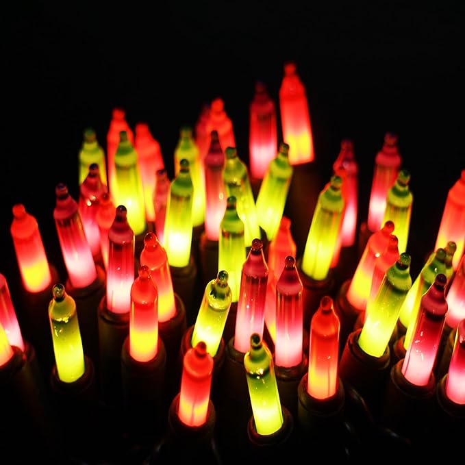 Halloween Purple Orange & Green String Lights – 100 Count Mini Incandescent, 26.5ft Black Wire, UL Listed, Connectable up to 125ft, Spooky Christmas Lights for Indoor & Outdoor Decor