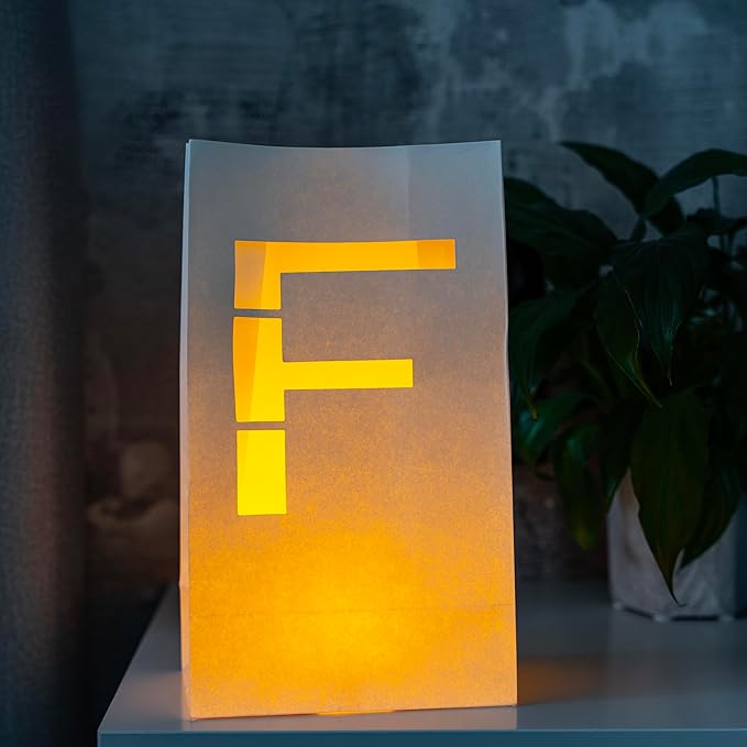 Light Up Letter F - Luminary Bags Perfect for Personalized Happy Birthday Banner, Proposal Decorations, Engagement Party Decorations and Congratulations Banner for Your Loved One