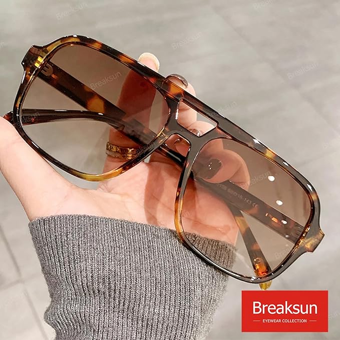 Retro Aviator Sunglasses for Women Men Trendy Classic 70s Square Green Aviator Sun Glasses Vintage Shades