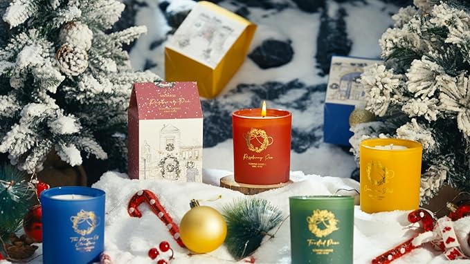 M&SENSE Christmas Holiday Candle - The Magic of Christmas Scent, 8.1oz Soy Wax, Ideal Winter Home Decor Gift for Women and Men