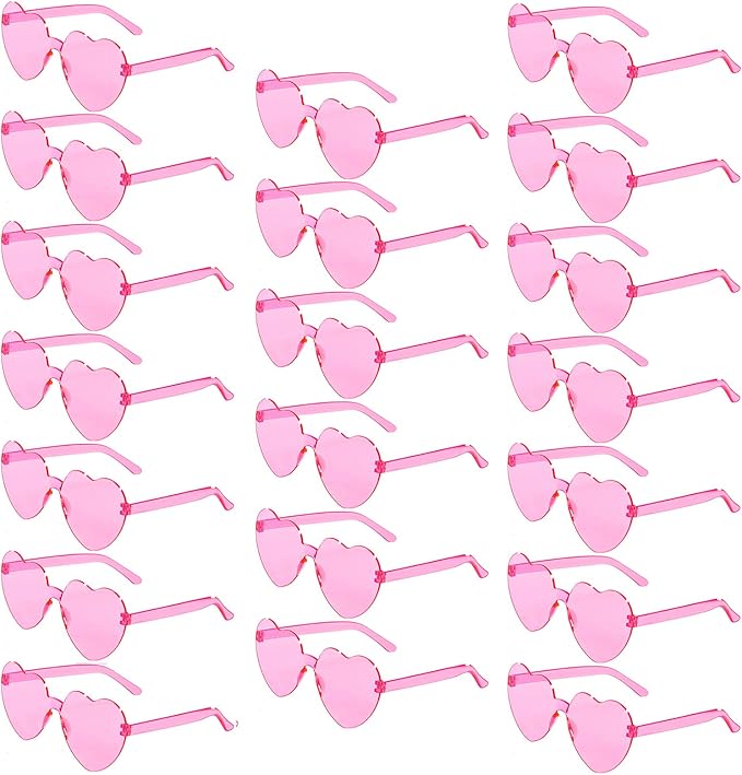 20 Pairs Heart Shaped Sunglasses Bulk, Colorful Rimless Fun Heart Sunglasses for Women Party Favors
