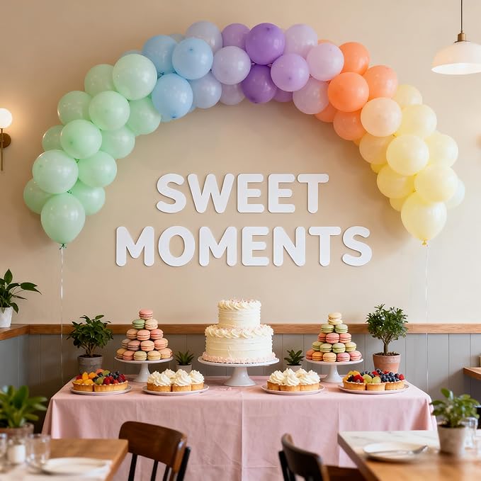 Pastel Macaron Balloons 100 Pack, 12 Inch Latex Helium Rainbow Balloons Garland with Assorted Colors for Birthdays Weddings Baby Showers Graduation Arch Party Decorations
