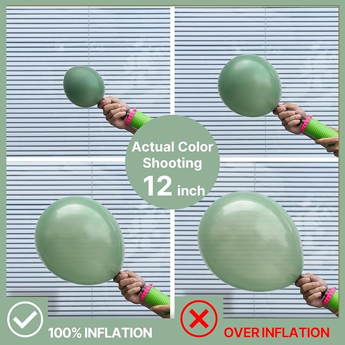PartyWoo Sage Green Balloons 50 pcs 12 Inch Matte Dusty Olive Boho Green Eucalyptus Latex Helium Balloons for Wedding Baby Shower Gender Reveal Birthday Graduation Safari Party Decorations Green-F03