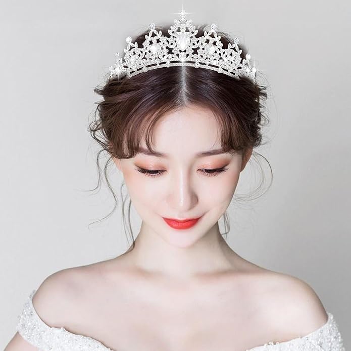 Crystal Tiaras & Crowns for Women, Bride Royal Queen Headband Princess Headpieces for Birthday Cake Crown & Prom Pageant Party