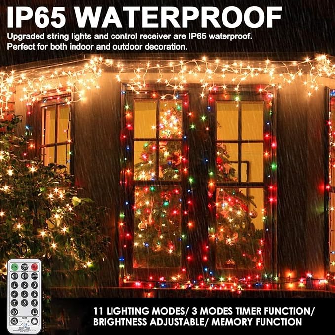 Outdoor Christmas Lights 800 LED 272FT Color Changing Christma Tree Light with Warm White & Multicolor, 11 Modes, Waterproof Christmas String Lights with Remote for Xmas Decorations