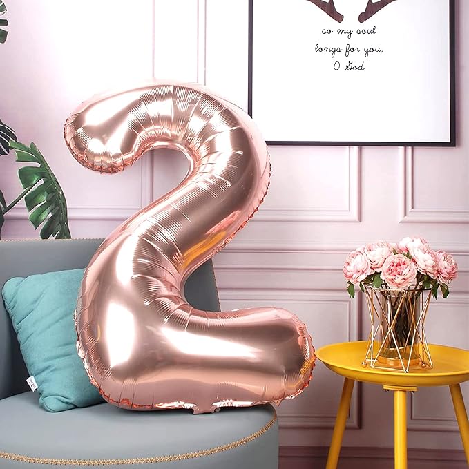 Rose Gold 21 Number Balloons Big Giant Jumbo Large Number 21 Foil Mylar Balloons for Girl Women Men 21st Birthday Party Supplies 21 Anniversary Events Decorations-40 inch