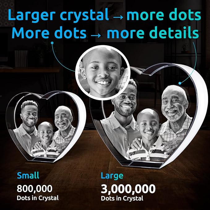 ArtPix 3D Premium Crystal Photo, Personalized Gifts for Women, Wife, Men, Mom, Father, Her, Him, Dad, Grandpa, Great Customized Gift with Your Own Photo, Custom Glass 3D Laser Etched Picture Wedding