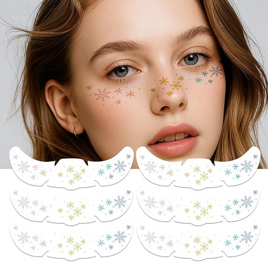 Temporary Tattoos Adult: Glitter Freckles & Star Face | Body Glitters with Face Glitter for Women Girls - Country Concerts Festival Rave Accessories (snowflakes)