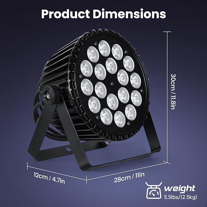Big Dipper LED Stage Lights Par Lights 18×18W RGB+Amber+Lime+UV 6in1 Bright Lighting with Strobe/Wash Effect DMX512 Sound-Activated for Event Concert Club Church 1 Pack