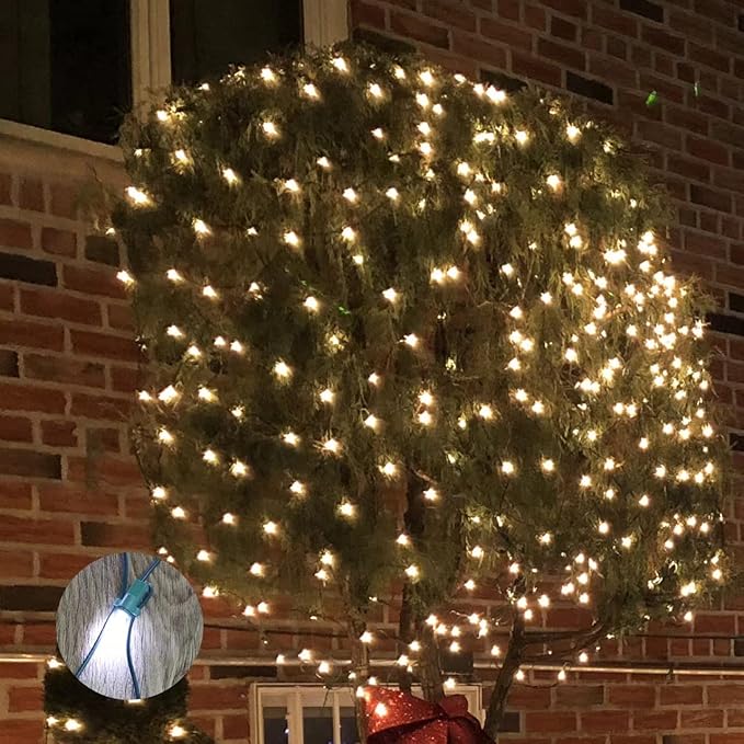 LAMPHOME Led Christmas Net Lights Outdoor Christmas Decorations Lights 150LED 6ftx4ft, Connectable Outdoor Fairy Mesh String Lights for Party, Holiday, Wedding, Tree, Bushes Decorations (Warm White)