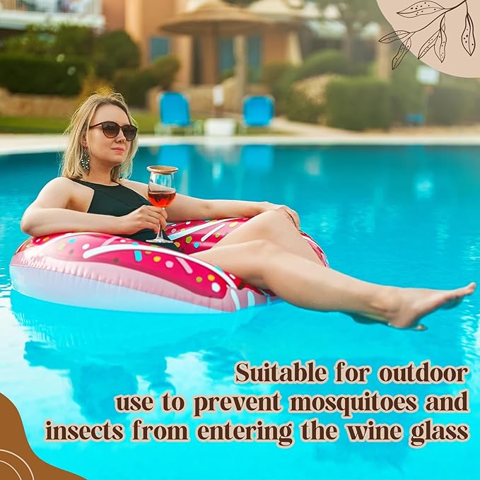 Mumufy 4 Pcs 4" Acacia Wood Wine Glass Charcuterie Topper Wine Glass Topper Charcuterie Plate Mini Charcuterie Board for Christmas Party Family Gatherings Bars Restaurants