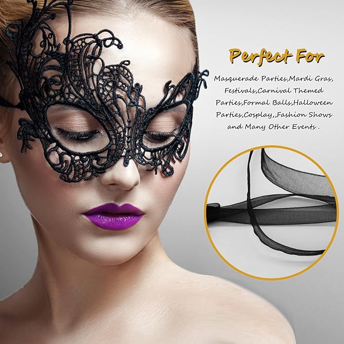 Masquerade Mask for Women Lace Masks for Venetian Party Costume Halloween Carnival