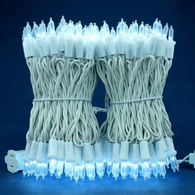 200 Count Cool White LED Christmas Lights, 66 ft White Wire UL Certified Commercial Grade Holiday String Light Set (Cool White)