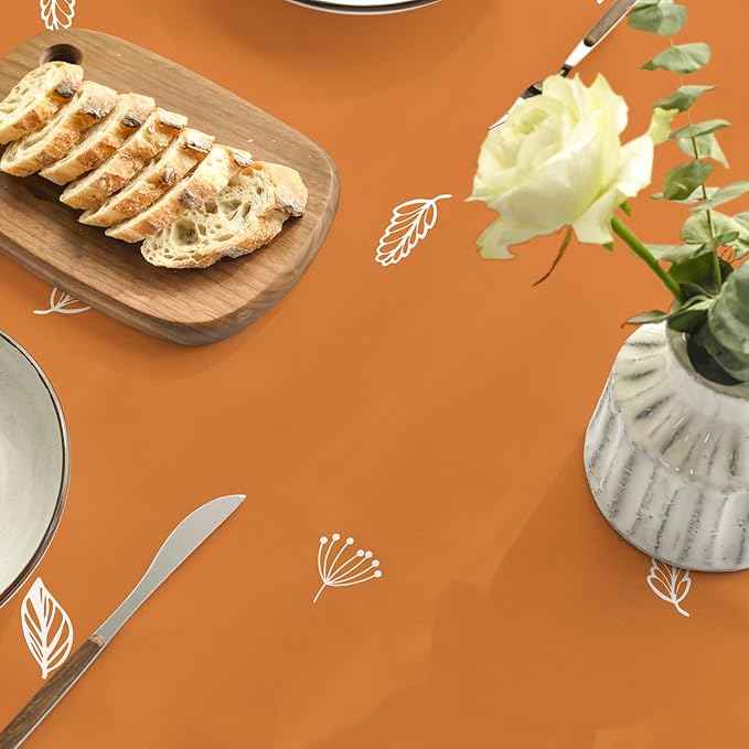 Horaldaily Fall Tablecloth 60×84 Inch Oval, Thanksgiving Autumn Harvest Orange Wild Flowers Table Cover for Party Picnic Dinner Decor