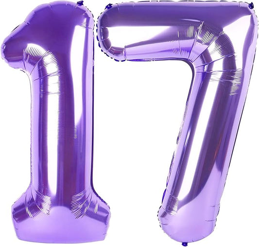 Purple Number 17 Balloon 40 Inch Birthday Decorations, Number 17 Balloon Birthday Party Decorations, Anniversary Decorations Graduations Party Supplies