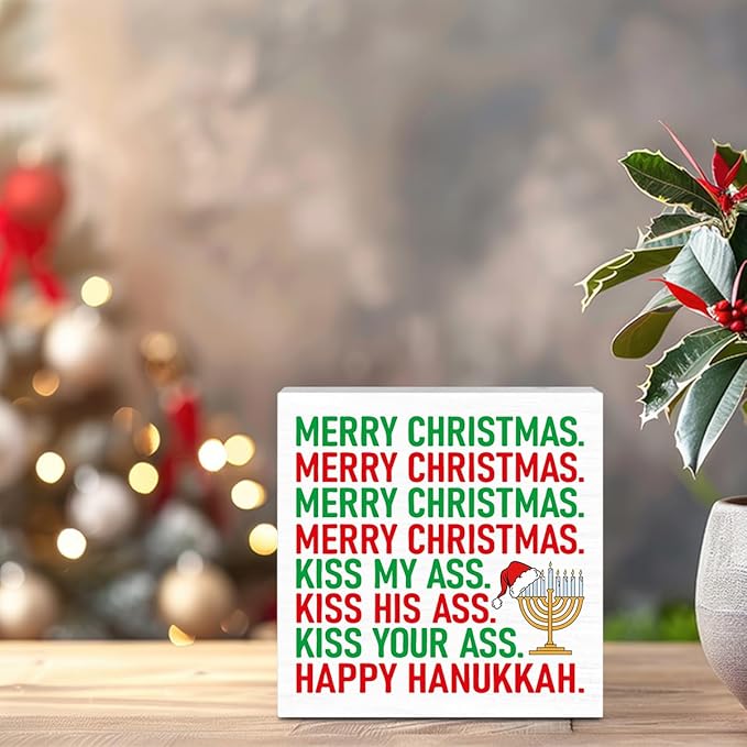 Christmas Vacation Decorations for Home Bathroom, Christmas Holiday Decor, Funny Xmas Holiday Decor for Office Desk, Merry Xmas Vacation Decorations 5 x 5 Inch