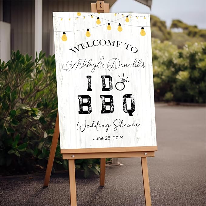 Personalized I Do BBQ Welcome Sign - Rustic Rehearsal Dinner & Couples Shower BBQ Sign