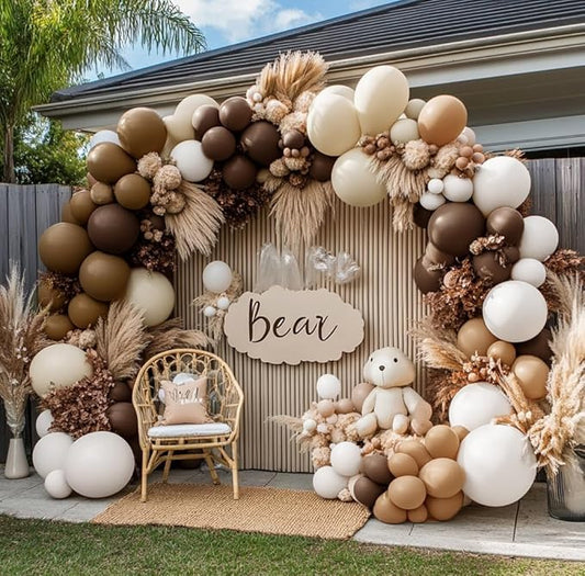 Brown Nude Balloon Arch Kit - Double Stuffed Neutral Blush White Sand Balloon Garland Latex Coffee Tan Cream Color for Baby Shower Birthday Fall Boho Woodland Bear Wedding Thanksgivng Party Decor