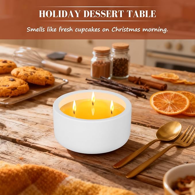Viyffo Fall Candles - Vanilla Cupcake, 3 Wick Large Scented Candle, 20oz Soy Candles for Women & Men, Non Toxic Aromatherapy Candle, Ceramic Velas Perfect for Autumn Home Decor & Gift