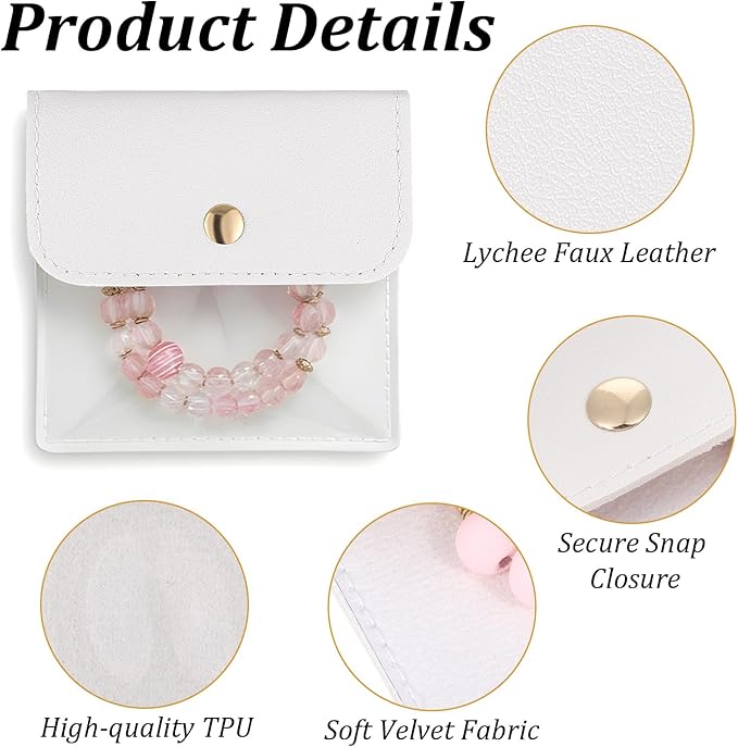 6 Pcs 3.7'' Mini Travel Clear Jewelry Bags Luxury Small Gift Jewelry Pouches Snap Button Envelope Style Packaging for Women