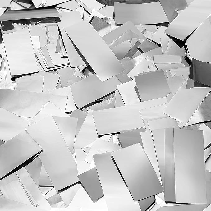 Sumind 200 Grams Gold Silver Large Metallic Confetti Rose Glitter Throwable Table Scatter Foil Confetti for Christmas Birthday Party Baby Shower Graduation Wedding Celebrations(Silver)