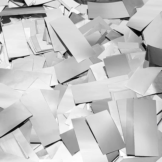 Sumind 200 Grams Gold Silver Large Metallic Confetti Rose Glitter Throwable Table Scatter Foil Confetti for Christmas Birthday Party Baby Shower Graduation Wedding Celebrations(Silver)