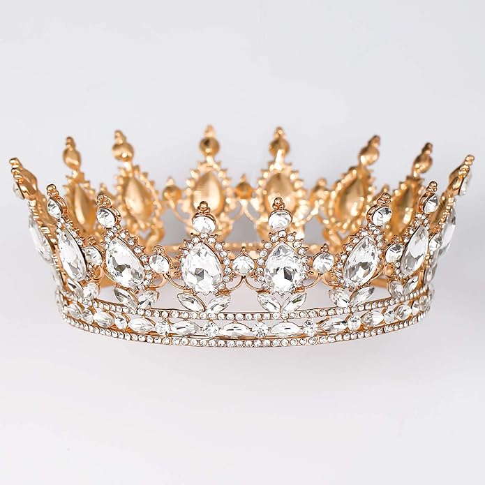 FORSEVEN Queen Crown Rhinestone Wedding Crowns and Tiaras for Women Costume Party Hair Accessories Princess Birthday Crown Crystal Bridal Crown Halloween Decorations Headband