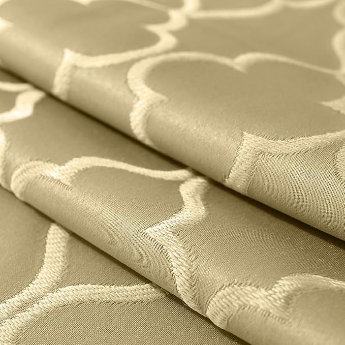 Jacquard Tablecloth Flower Pattern Polyester Table Cloth Spill Proof Dust-Proof Table Cover for Kitchen Dining Tabletop Decoration (Rectangle, 52" x 70" (4-6 Seats), Gold)