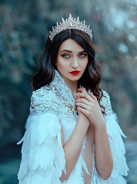 SWEETV Crystal Wedding Tiara for Women, Royal Queen Crown Headband, Rhinestone Princess Hair Accessories for Prom Birthday
