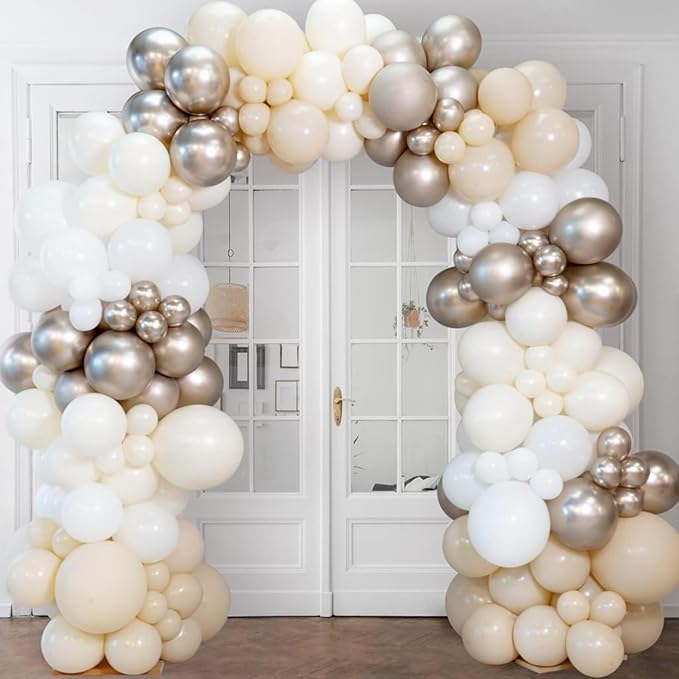 90pack White Sand Balloons Different Size 18/12/10/5 Inch Sand White Balloon Garland Arch Kit for Wedding, Bridal, Baby Shower, Birthday, Graduation, Anniversary, Bachelorette Decorations