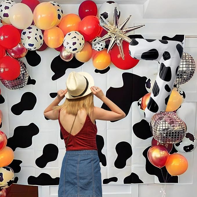 Cow Print Number Balloons, Large Foil Number 4 Balloon 40 Inch Cow Balloon for Boys Girls Birthday Decoration Cow Themed Birthday Party Decorations Farm Animal Party Supplies