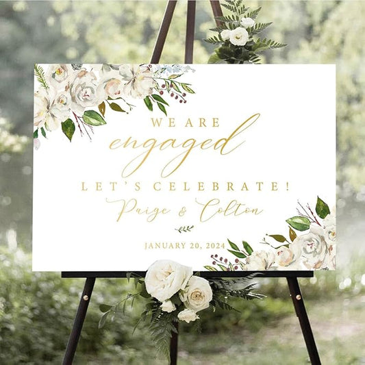 Personalized Engagement Welcome Sign, Engagement Party Sign, Engagement Decor, Engagement Decorations, Engagement Sign, Engaged Sign, Engaged Welcome Sign UNIPROSIGNS #1, Version-01