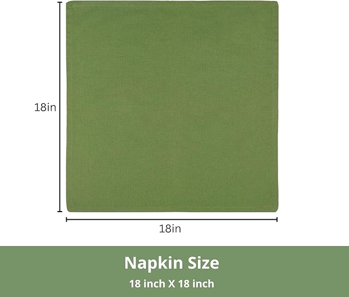 PurpleEssences Set of 6 Cloth Dinner Napkins 100% Cotton 18x18 Inch - Soft Durable Washable - Ideal for Farmhouse Party Christmas Holiday Winter - Perfect Everyday Use Table Linen - Sage Green
