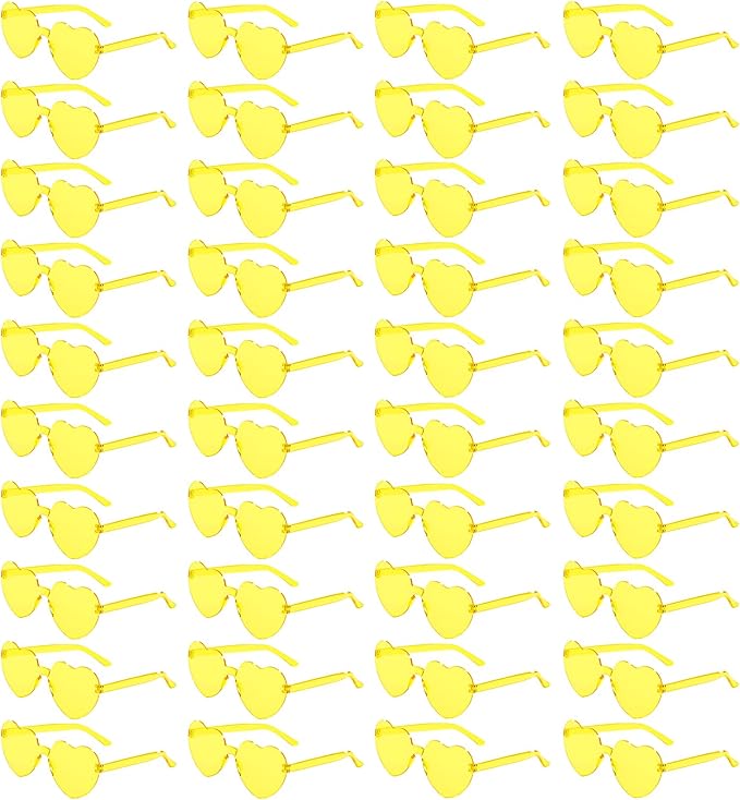 40 Pairs Heart Shaped Sunglasses Bulk, Colorful Rimless Fun Heart Sunglasses for Women Party Favors