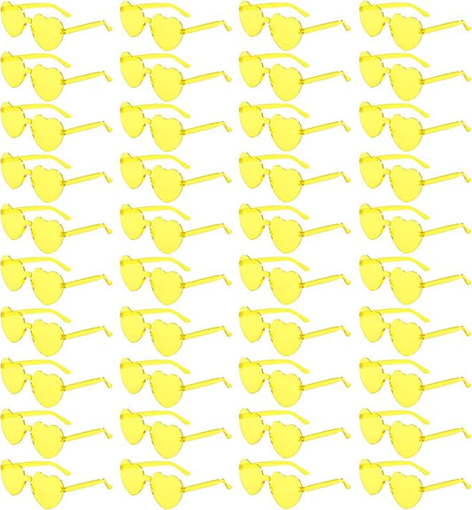 40 Pairs Heart Shaped Sunglasses Bulk, Colorful Rimless Fun Heart Sunglasses for Women Party Favors