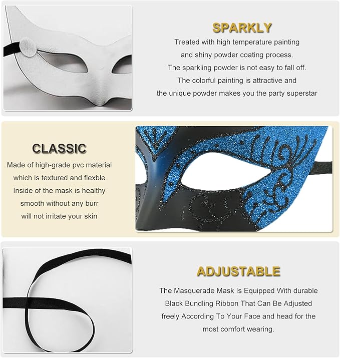 Couple Masquerade Masks for Women Men Venetian Masks for Halloween Carnival Costume Party Prom Ball