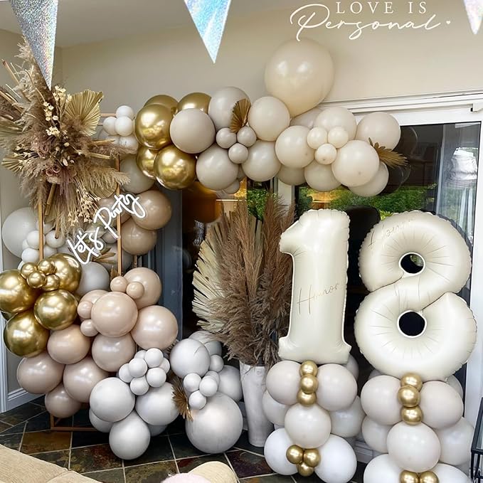 40 Inch Cream Number 9 Balloon, Beige Large 9th Birthday Balloons, Digital 9 Cream White Giant 9 Foil Balloon Helium for Boys Girls 9th Birthday Decorations Anniversary Baby Shower Party Decoration