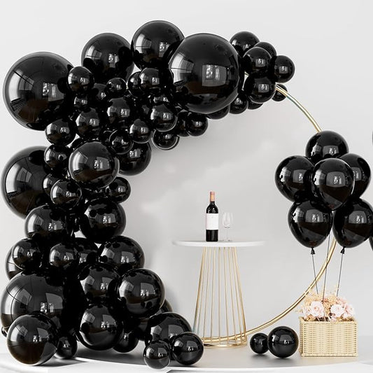 Labeol Halloween Balloons Black Balloons Different Sizes 151PCS 18/12/10/5 Inch Black Balloon Garland Arch Kit Quality Latex Balloons Decorations for Party Birthday Graduation Wedding