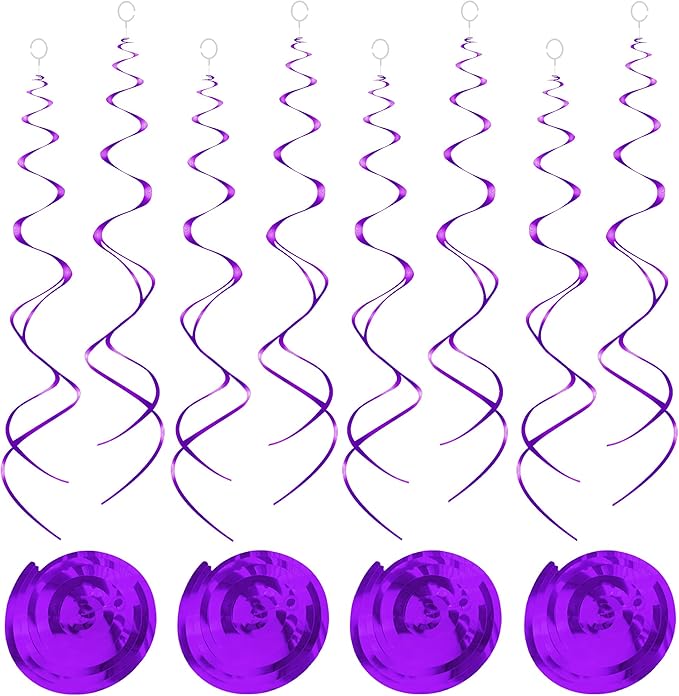 30 pcs Purple Hanging Swirls Party Decorations Party Streamers for Ceiling Party Decorations