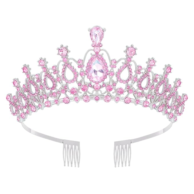 Tiara Crown for Women, Headband Hair Accessories for Birthday Wedding Party Costume (C-Pink)
