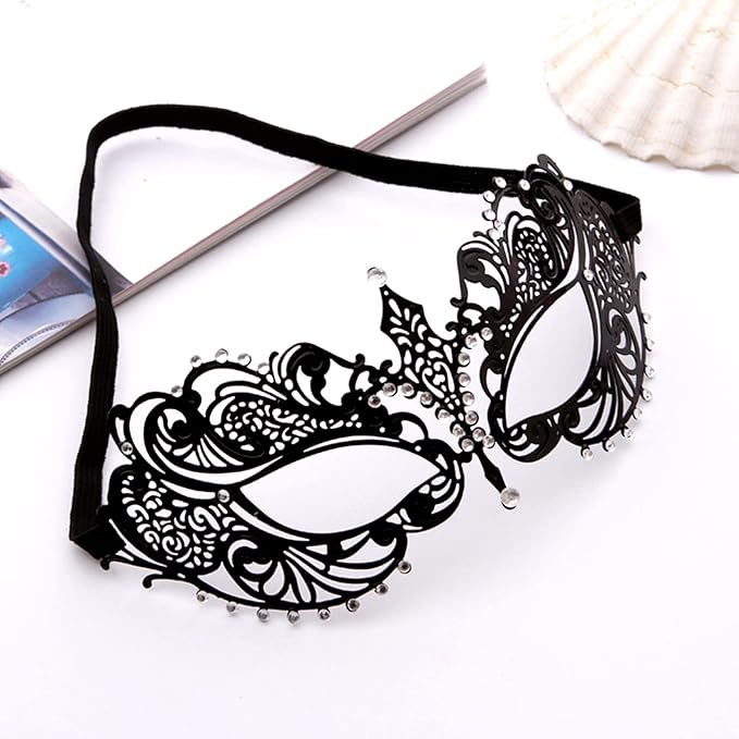 JOYFISCO Masquerade Mask for Women Metal Mask Shiny Rhinestone Venetian Party Prom Ball Bar Halloween Costume Accessory