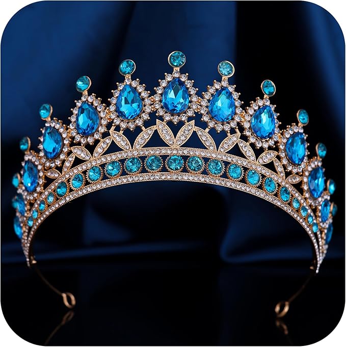 FORSEVEN Crystal Tiaras and Crowns for Women - Wedding and Birthday Party Princess Crown Hair Accessories - Bride Rhinestone Headband Halloween Decorations Hairband