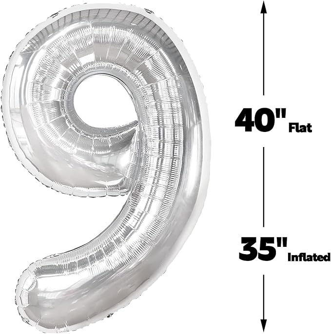 40 Inch Big Silver 19 Balloon Number, Jumbo Giant Happy 19th 19 Birthday Party Decorations, Large Mylar Foil Anniversary Birthday Party Engagement Decorations