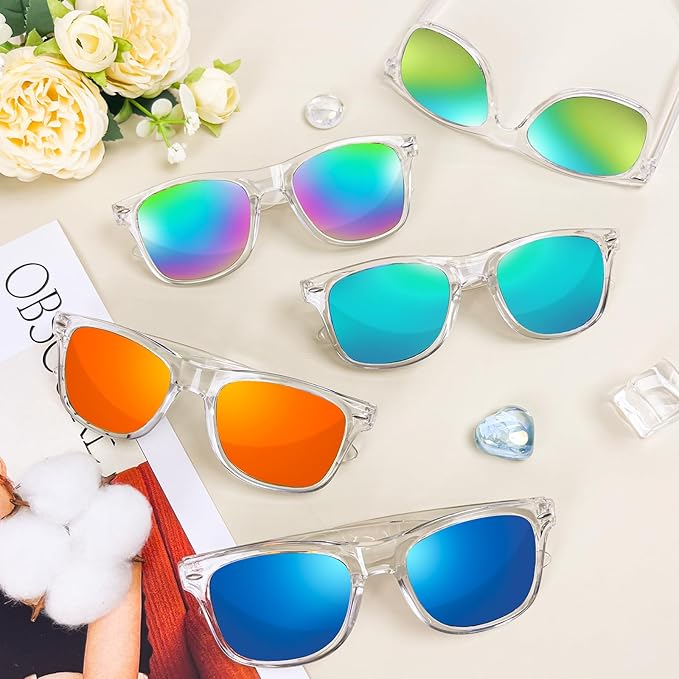 Matcheck 8/16 Pack Neon Colors Sunglasses Wholesale Bulk Party Favors Retro Classic Glasses Birthday Pool Unisex Adult