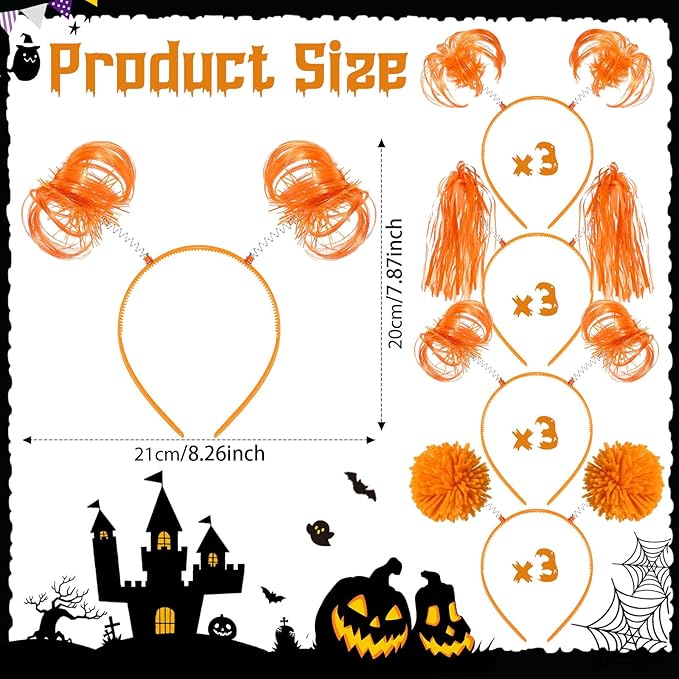 Censen 12 Pcs Christmas Pom Pom Headbands Spirit Party Headwear Tinsel Ponytails Head Bopper for Birthday Holiday