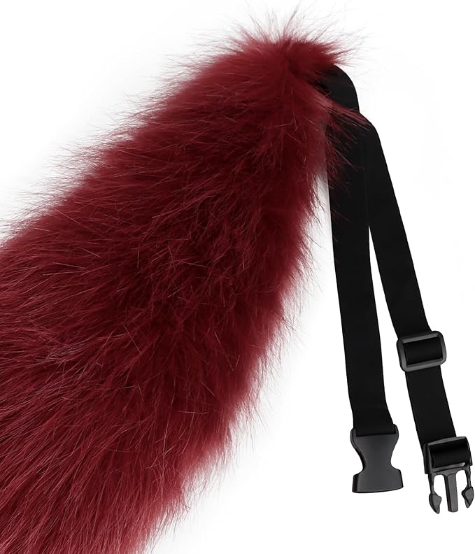 Adolala Faux Fur Wolf Fox Tail with Adjustable Elastic Belt Halloween Cosplay Costume Accessory