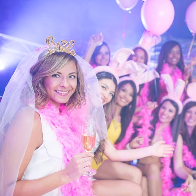 Bride to Be Headband - Bachelorette Party Decorations, Wedding Bridal Shower Favors, Bling Tiara Hair Accessories for Women and Girls, Rose Gold