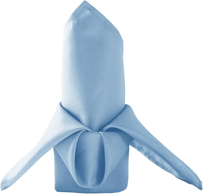 50pcs Polyester Cloth Napkins - 17 x 17 inch Blue Mist Dinner Washable Napkins with Hemmed Edges for Restaurant/Wedding/Hotel(50,Blue Mist)