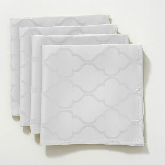 SASTYBALE Jacquard Napkin Flower Pattern Polyester Napkins Spill Proof Wrinkle Resistant Dust-Proof Table Cover for Kitchen Dining Tabletop (White, 20" x 20")