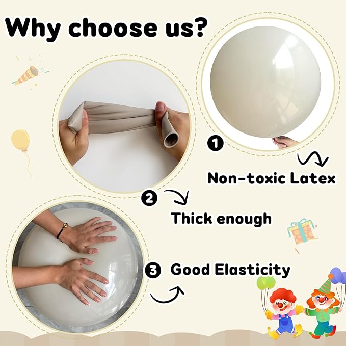 30 pcs Sand White Balloons 18 Inch - Large Thick Latex Balloon for Birthday Bridal Shower Wedding Party Decorations